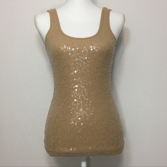 Express Tops - Express Tan Brown Sequence Tank Top Size XS